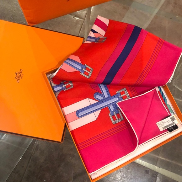 Hermes Double Sangle Scarf 90cm Silk Twill NWB - Picture 3 of 8